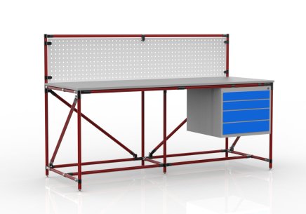 Table d'atelier avec panneau perforé largeur 2000 mm, 240408310 - 2