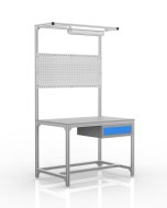 Table d'atelier en profilés d'aluminium, 1 tiroir (différentes variantes)