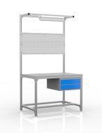 Table d'atelier en profilés d'aluminium, 2 tiroirs (différentes variantes)