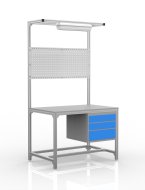 Table d'atelier en profilés d'aluminium, 3 tiroirs (différentes variantes)