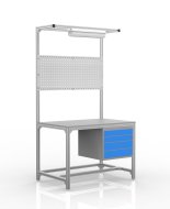 Table d'atelier en profilés d'aluminium, 4 tiroirs (différentes variantes)
