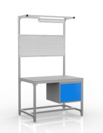 Table d'atelier en profilés d'aluminium, conteneur avec porte (différentes variantes)