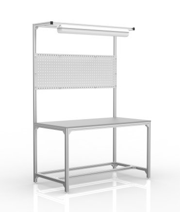Table d'atelier en profilés d'aluminium avec superstructure (différentes variantes) - 1