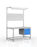 Table d'atelier en profilés d'aluminium, 3 tiroirs (différentes variantes)