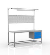 Table d'atelier en profilés d'aluminium, 3 tiroirs (différentes variantes)