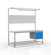 Table d'atelier en profilés d'aluminium, conteneur avec porte (différentes variantes)