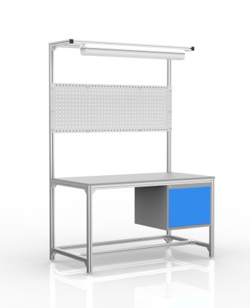 Table d'atelier en profilés d'aluminium, conteneur avec porte (différentes variantes) - 1