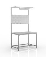 Table d'atelier en profilés d'aluminium avec superstructure (différentes variantes)