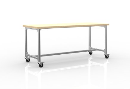 Table de travail mobile en profilés d'aluminium, largeur 2000 mm - 1
