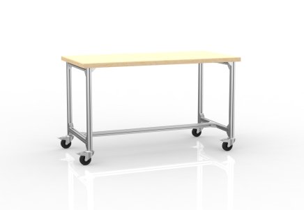 Table de travail mobile en profilés d'aluminium, largeur 1500 mm - 1