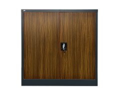 Meuble étagère en tôle avec portes rentrantes C01B anthracite/imitation bois foncé
