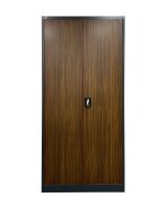 Meuble étagère en tôle avec portes rentrantes C01 anthracite/imitation bois foncé