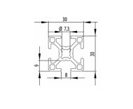 Profilé aluminium 30 x 30, MI30x30 B8 1 m + découpé sur mesure - 2