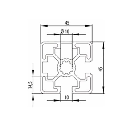 Profilé aluminium 45 x 45, MI45x45L B10 1 m + découpe sur mesure - 2