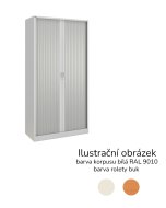 Armoire à volets roulants à étagères 17123 couleur blanc / hêtre