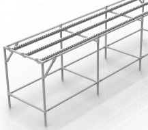 Convoyeur avec rails à rouleaux intégrés (différentes variantes)