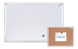 Tableau magnétique monobloc cadre aluminium 60x45 cm + tableau liège 30x30 cm