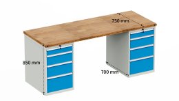 Table d'atelier avec conteneur de base HD_1544