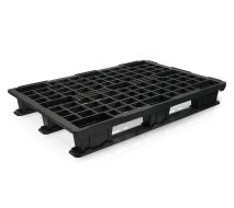 Palette légère en plastique avec patins H. 140 x L. 800 x P. 1200 mm