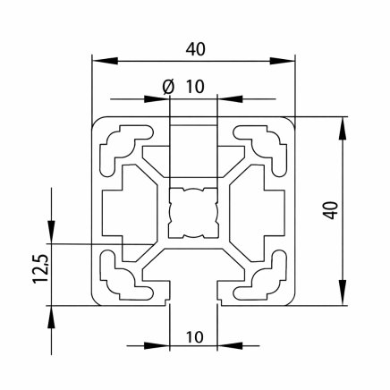 Profilé aluminium 40 x 40, MI40x40L B10 1 m + découpe sur mesure - 2