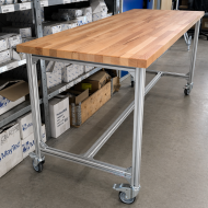 Table de travail mobile en profilés d'aluminium, largeur 2000 mm - 2
