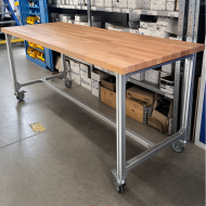 Table de travail mobile en profilés d'aluminium, largeur 2000 mm - 4