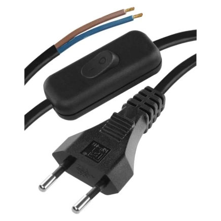 Câble d'alimentation avec interrupteur 2 m (2x0,75 mm²) - noir - 1