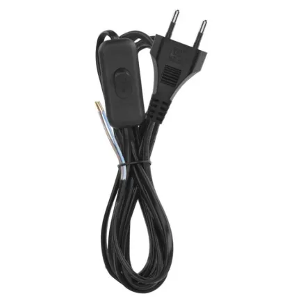 Câble d'alimentation avec interrupteur 2 m (2x0,75 mm²) - noir - 2