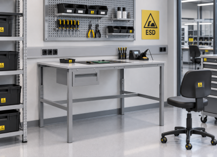 Table antistatique réglable en hauteur Enprag SPESD, 1500 × 700 mm - 2