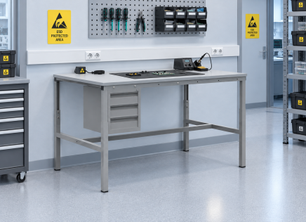 Table antistatique réglable en hauteur Enprag SPESD, 1800 × 700 mm - 2