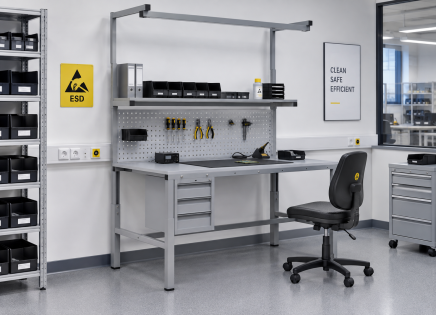 Table antistatique réglable en hauteur Enprag SPEXESD, 1800 × 700 mm - 2