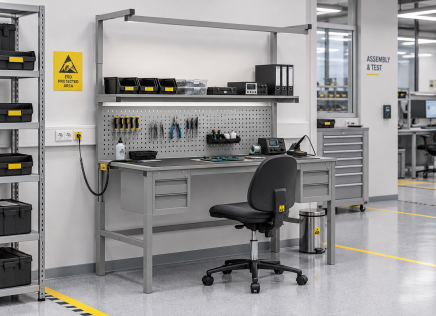 Table antistatique réglable en hauteur Enprag SPEXESD, 1800 × 700 mm - 2