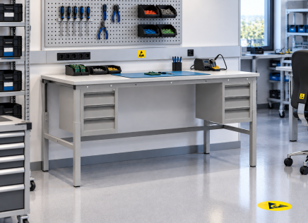 Table antistatique réglable en hauteur Enprag SPESD, 1800 × 700 mm - 2