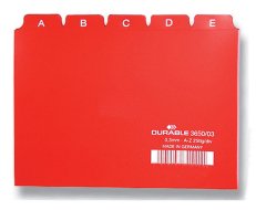 Index alphabétique en plastique A5 3650-06, couleur bleu