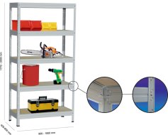 Etagère sans vis Kovona 175 kg avec tablettes MDF (14 modèles)