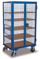 Chariot armoire avec étagères et parois grillagées (2 modèles)