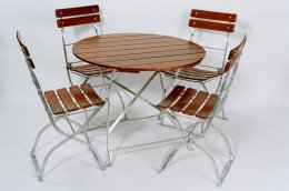 Salon de jardin - 1x table ronde Klasik, 4x chaises Arnika