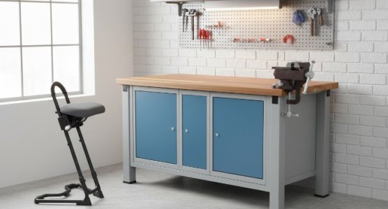 Accessoires pour tables d'atelier avec conteneurs intégrés