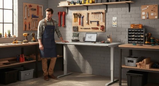 Tables d'atelier réglables en hauteur avec plateau en stratifié