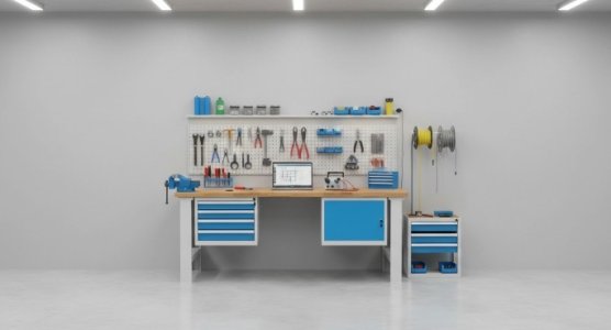 Accessoires pour tables d'atelier avec caissons