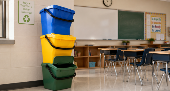 Conteneurs pour déchets triés pour l'école