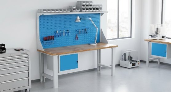 Tables d'atelier avec rallonge et plateau en hêtre