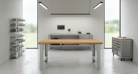 Tables d'atelier basiques avec plateau en hêtre