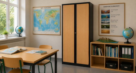 Volets et étagères d'école
