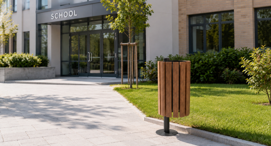 Paniers extérieurs en bois pour les écoles