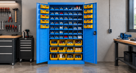 Armoires avec boîtes en plastique