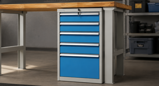 Conteneurs sous le plateau de table