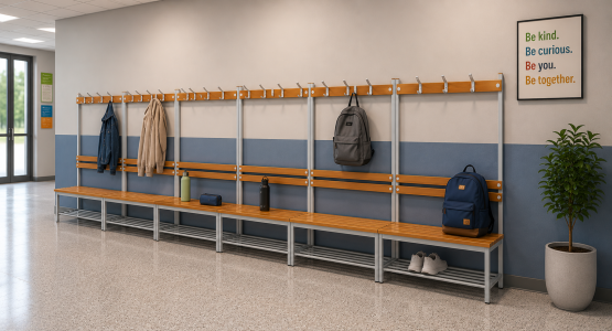 Bancs et cintres pour vestiaires